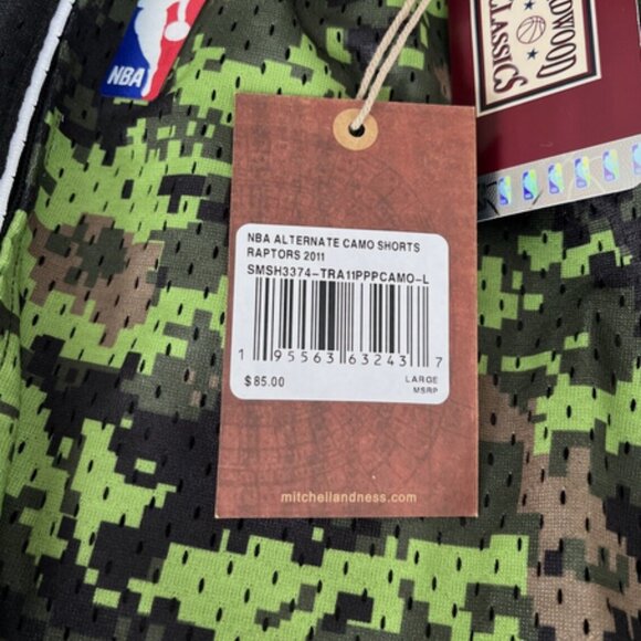 Mitchell Ness Mens NBA Toronto Raptors Swingman Basketball Shorts Camo L NWT - Picture 13 of 13